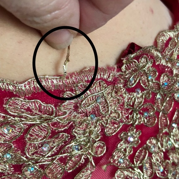 Red and gold 1 shoulder mermaid prom dress - Picture 7 of 8